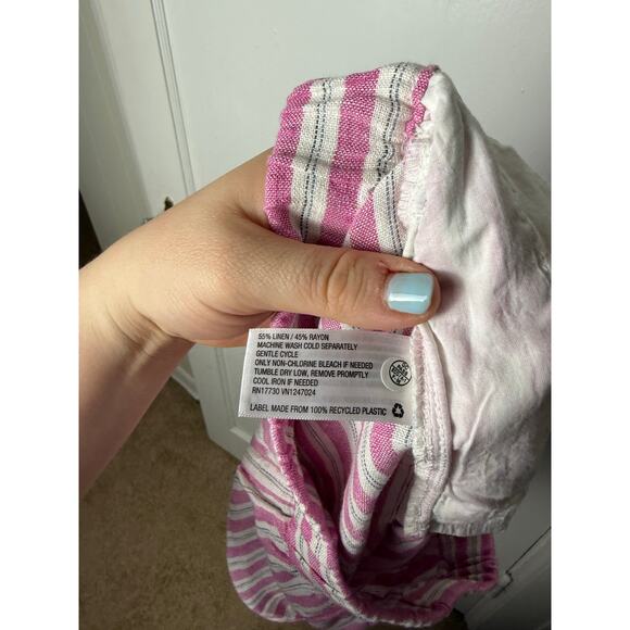 Universal Thread Shorts Women's XS Pink Striped Boxer Pull On Casual Linen Baggy - Picture 7 of 8